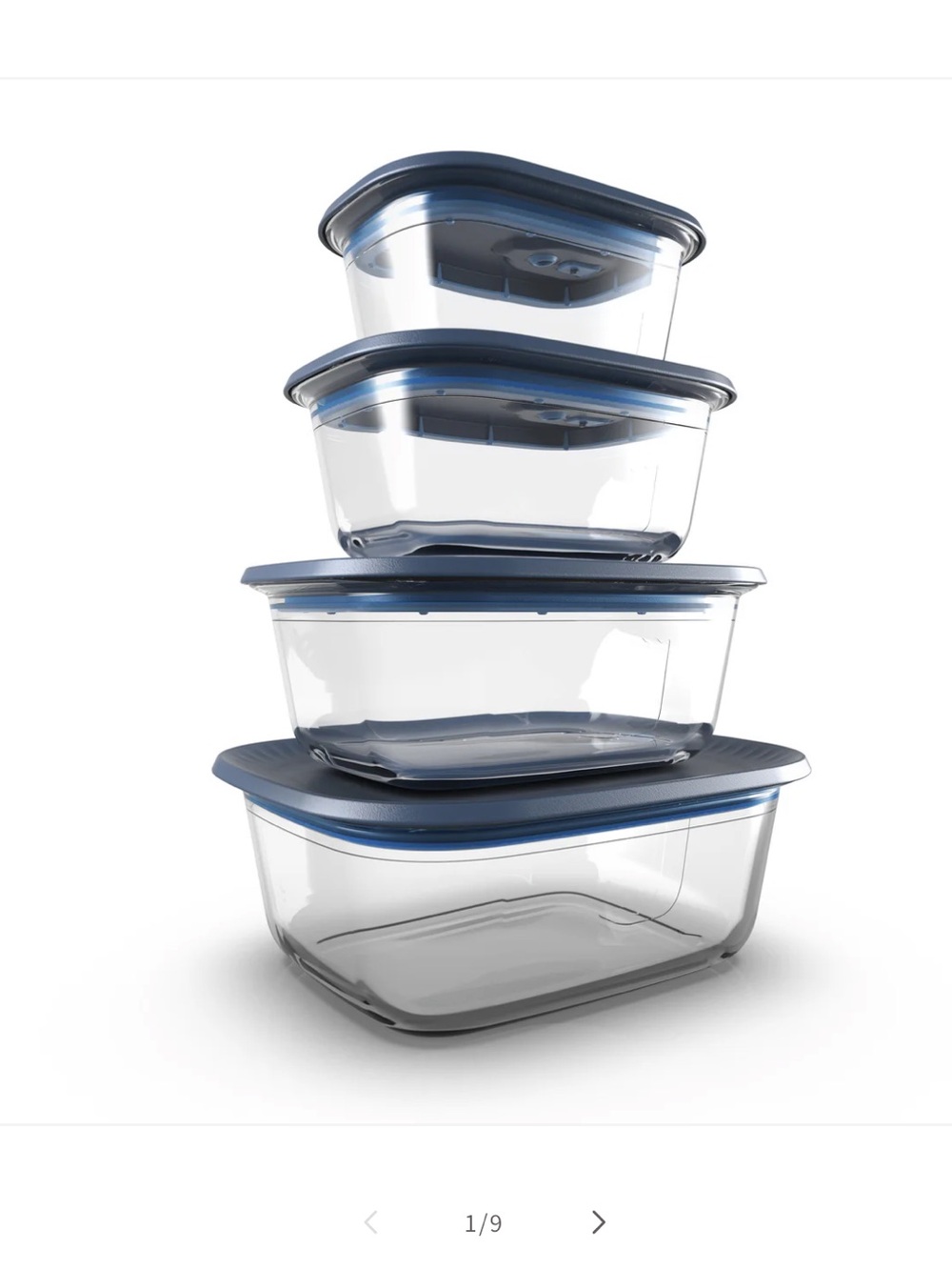 Tupperware Voila™ Glass Food Storage Set with Blue Lids (4-piece)